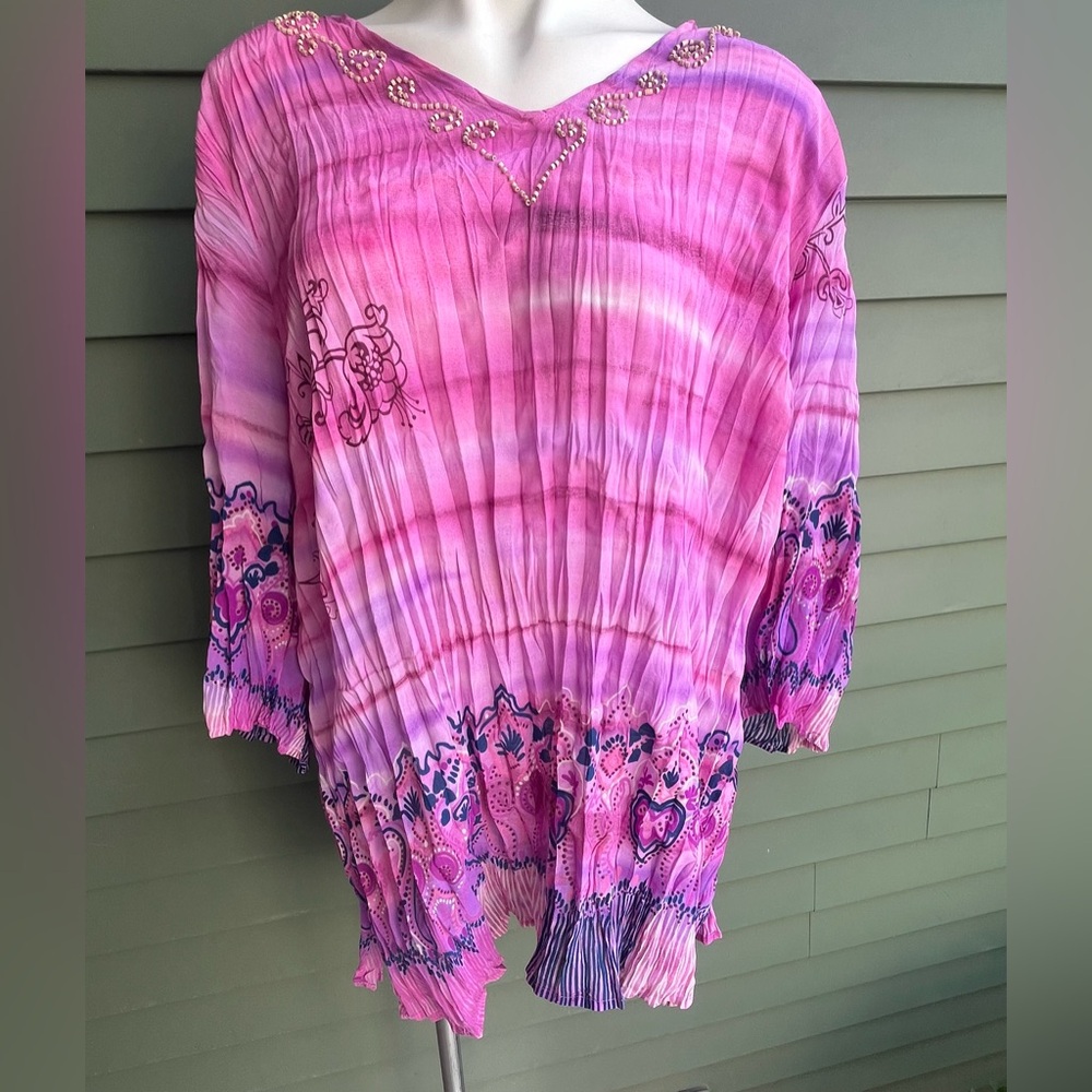 HOT Pink & Purple Women's Avenue Tunic, Made More Special w/Gold Bead Design